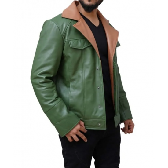 Mobile Suit Gundam Iron-Blooded Orphans Orga Itsuka Cosplay Costume Jacket Tekkadan Orga Itsuka Green Leather Jacket